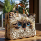 Handcrafted White Cat Bag with Striking Blue Eyes