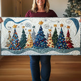Snowy Pine Landscape Quilted Table Runner