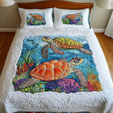 Turtle-Themed 3-Piece Quilted Bedding Set