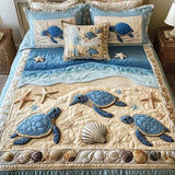 Turtle-Themed 3-Piece Quilted Bedding Set