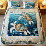 Turtle-Themed 3-Piece Quilted Bedding Set